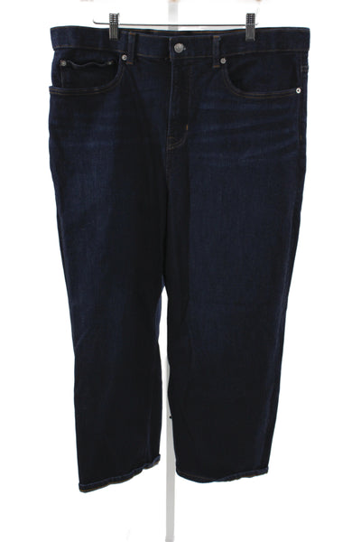 Spanx Womens Plus Straight Jeans Blue High Rise Cotton Inseam 23 Size 22