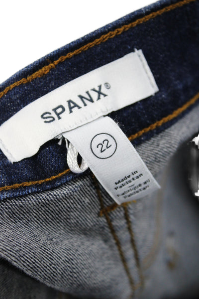 Spanx Womens Plus Straight Jeans Blue High Rise Cotton Inseam 23 Size 22