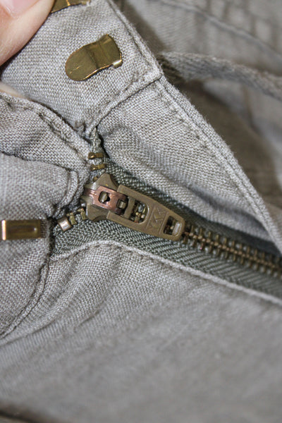Joie Womens Capri Cargo Pants Green Linen Button Size 0
