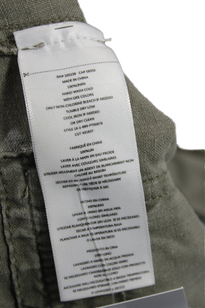 Joie Womens Capri Cargo Pants Green Linen Button Size 0