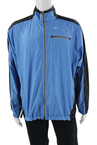 Nike Mens Windbreaker Jacket Blue Polyester Zip Colorblock Athleisure Size M