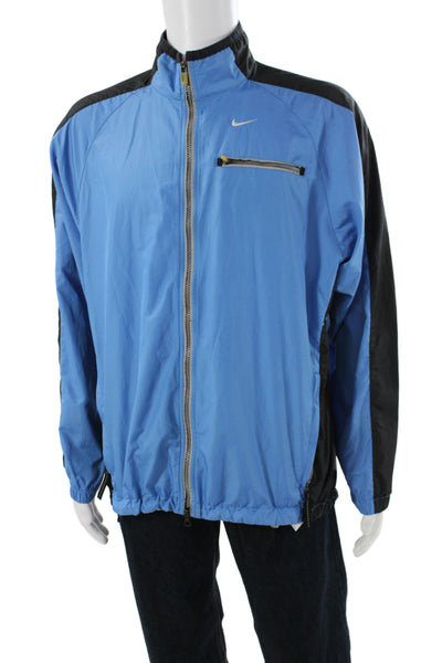 Nike Mens Windbreaker Jacket Blue Polyester Zip Colorblock Athleisure Size M