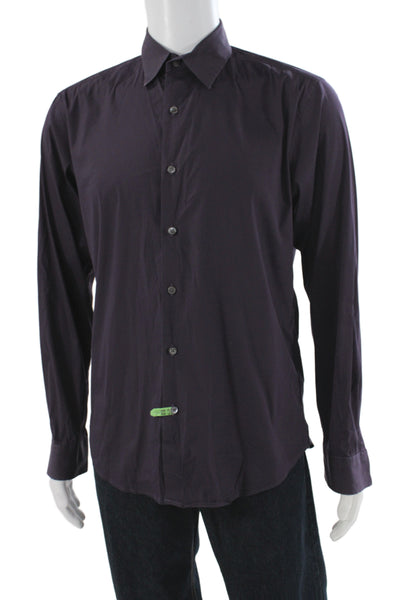 Theory Mens Long Sleeves Button Down Sylvain Wealth Shirt Purple Size Medium