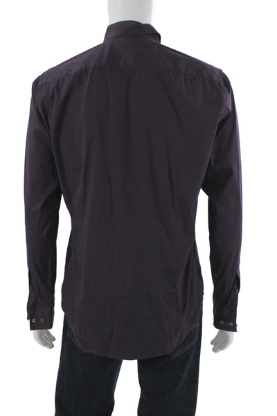 Theory Mens Long Sleeves Button Down Sylvain Wealth Shirt Purple Size Medium