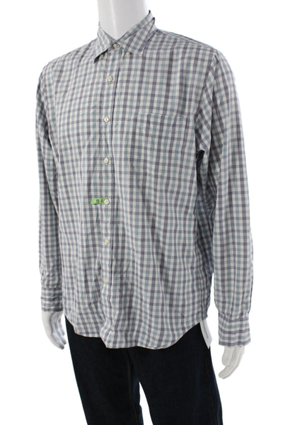 J Crew Mens Plaid Classic Fit Button Down Shirt Blue Cotton Size Medium