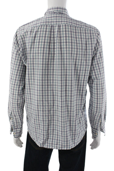 J Crew Mens Plaid Classic Fit Button Down Shirt Blue Cotton Size Medium
