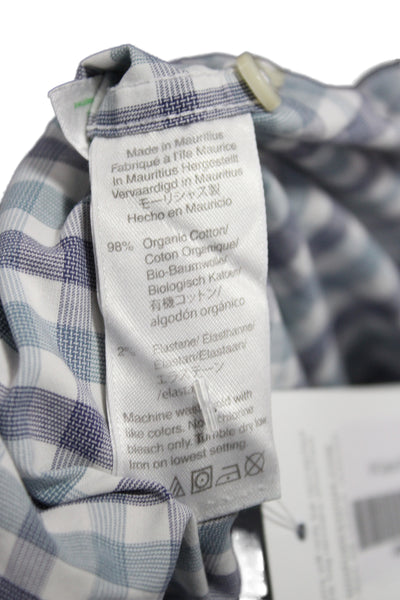 J Crew Mens Plaid Classic Fit Button Down Shirt Blue Cotton Size Medium