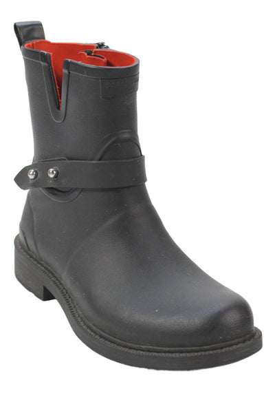 Rag & Bone Womens Silver Tone Belted Rain Ankle Boots Black Size 36 6
