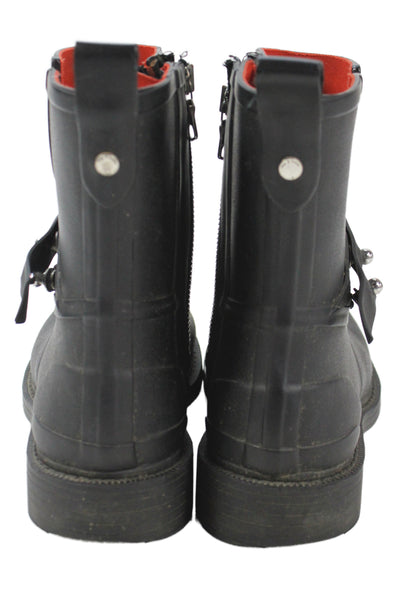 Rag & Bone Womens Silver Tone Belted Rain Ankle Boots Black Size 36 6