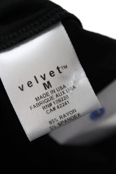Velvet Womens Black V-Neck Cap Sleeve Basic Blouse Size M