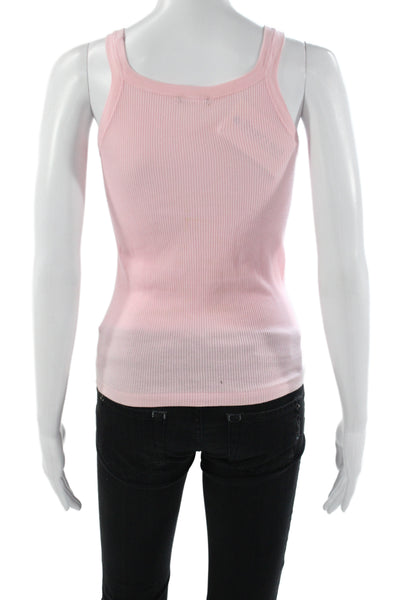 Mimi & Coco Women Basic Pink Sleeveless Scoop Neck Tank 100% Cotton Size S