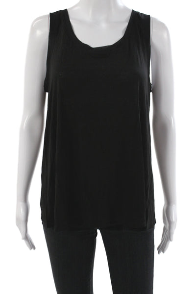 Velvet by Graham & Spencer Women Scoop Neck Sleeveless Tank Black Rayon Size S