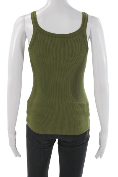 Mimi & Coco Women Basic Green Cotton Scoop Neck Sleeveless Tank Size S
