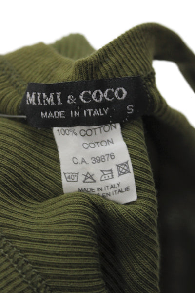 Mimi & Coco Women Basic Green Cotton Scoop Neck Sleeveless Tank Size S