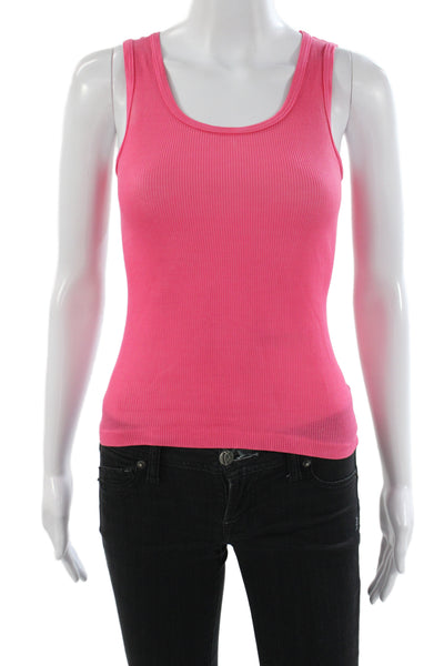 Mimi & Coco Women Basic Pink Cotton Scoop Neck Sleeveless Tank Size S