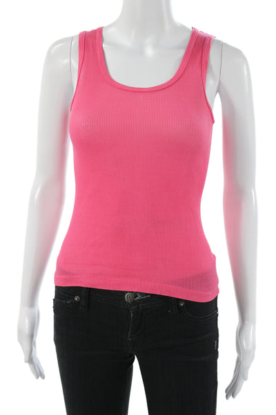Mimi & Coco Women Basic Pink Cotton Scoop Neck Sleeveless Tank Size S