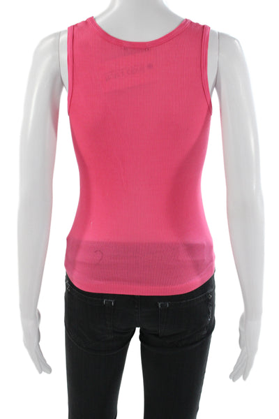 Mimi & Coco Women Basic Pink Cotton Scoop Neck Sleeveless Tank Size S