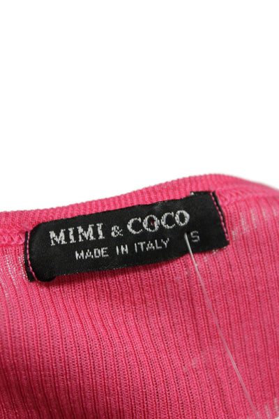 Mimi & Coco Women Basic Pink Cotton Scoop Neck Sleeveless Tank Size S