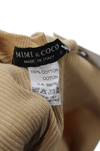 Mimi & Coco Women Basic Beige Cotton Scoop Neck Sleeveless Tank Size S