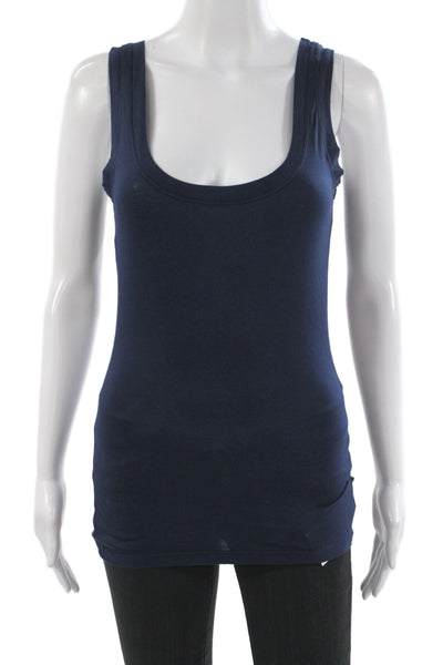 Velvet by Graham & Spencer Womens Basic Blue Scoop Neck Cotton Tank Size S