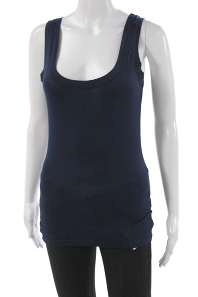 Velvet by Graham & Spencer Womens Basic Blue Scoop Neck Cotton Tank Size S