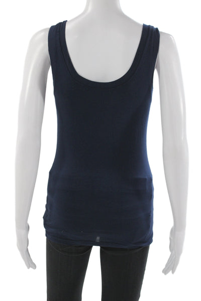 Velvet by Graham & Spencer Womens Basic Blue Scoop Neck Cotton Tank Size S