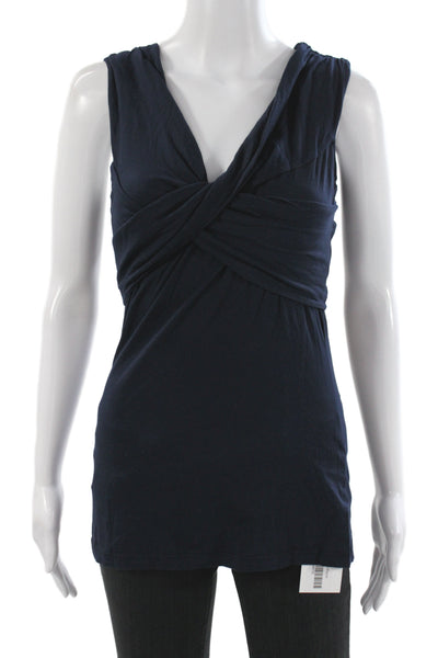 Velvet by Graham & Spencer Women Blue Jersey Tank V-Neck Sleeveless Size M