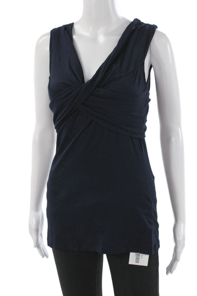 Velvet by Graham & Spencer Women Blue Jersey Tank V-Neck Sleeveless Size M