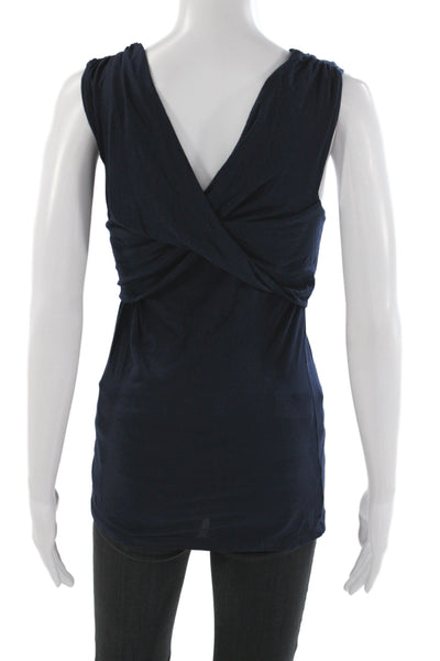 Velvet by Graham & Spencer Women Blue Jersey Tank V-Neck Sleeveless Size M
