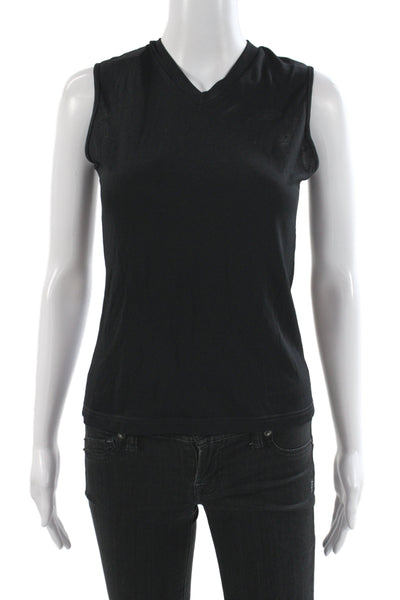 Dean Hutchinson Women Basic Black V-Neck Sleeveless Tank Top Viscose Size 42