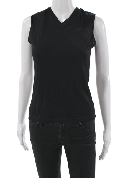Dean Hutchinson Women Basic Black V-Neck Sleeveless Tank Top Viscose Size 42