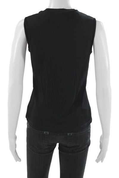 Dean Hutchinson Women Basic Black V-Neck Sleeveless Tank Top Viscose Size 42