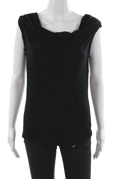 Velvet Womens Basic Tank Black Cowl Neck Sleeveless Rayon Size S