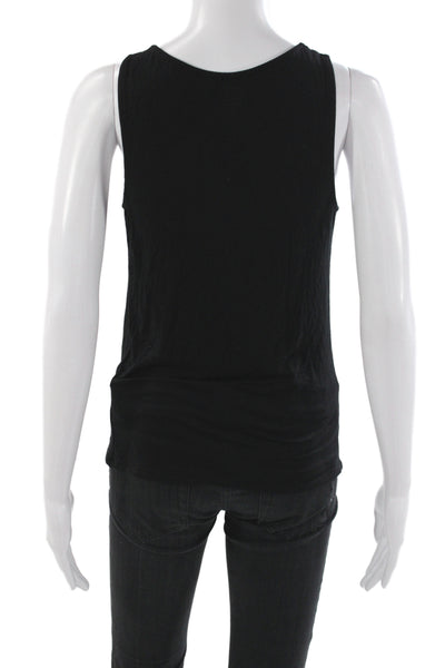 Majestic Paris Womens Black Basic Tank 94% Viscose Round Neck Sleeveless Size 1