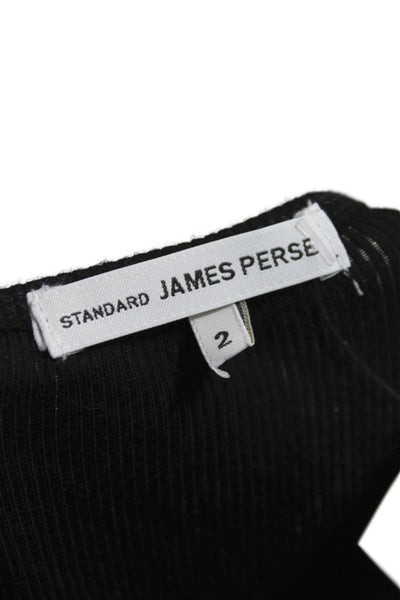 Standard James Perse Womens Black Rayon Scoop Neck Sleeveless Tank Basic Size 2