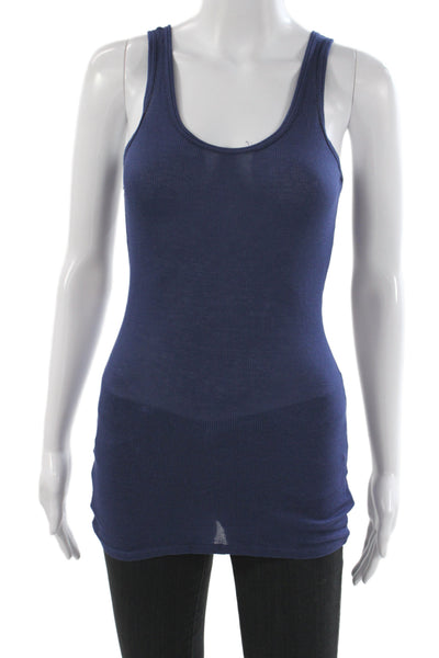 C&C California Women Blue Basic Sleeveless Tank Micro Modal Scoop Neck Size S