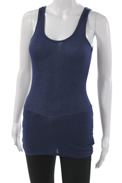 C&C California Women Blue Basic Sleeveless Tank Micro Modal Scoop Neck Size S