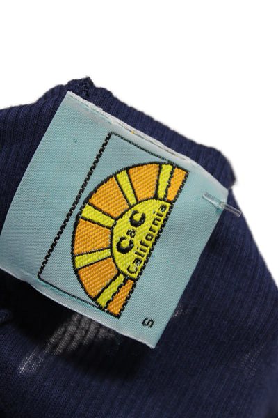 C&C California Women Blue Basic Sleeveless Tank Micro Modal Scoop Neck Size S