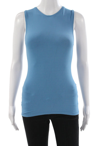 C&C California Women Basic Solid Blue Crew Neck Tank Size One Size