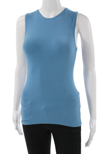C&C California Women Basic Solid Blue Crew Neck Tank Size One Size