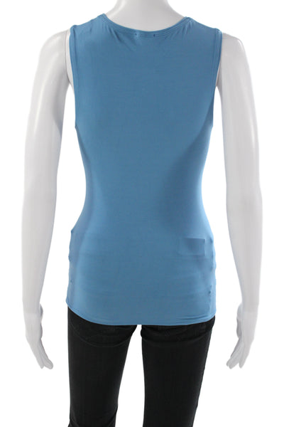 C&C California Women Basic Solid Blue Crew Neck Tank Size One Size