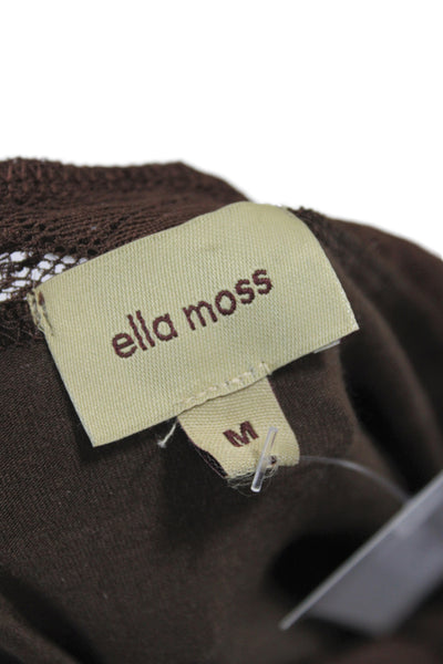 Ella Moss Women Brown Floral V-Neck Lace Tank 50% Supima Cotton Size M