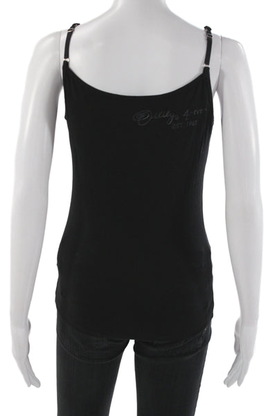 Oilily Womens Tank Scoop Neck Black Rayon Solid Size M
