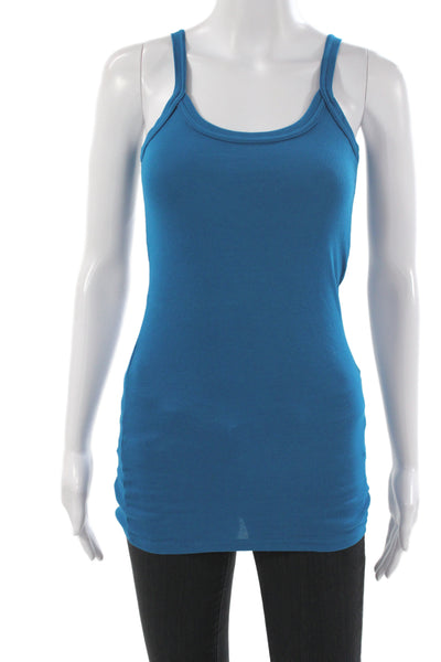 Michael Stars Women Blue Supima Cotton Scoop Neck Sleeveless Basic Tank Size One