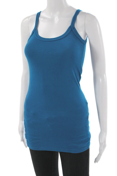 Michael Stars Women Blue Supima Cotton Scoop Neck Sleeveless Basic Tank Size One
