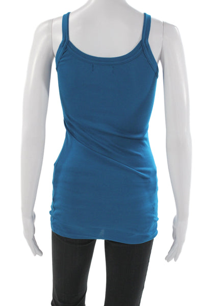 Michael Stars Women Blue Supima Cotton Scoop Neck Sleeveless Basic Tank Size One