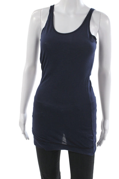 Zooey Women Blue Supima Cotton Scoop Neck Sleeveless Basic Tank Size L