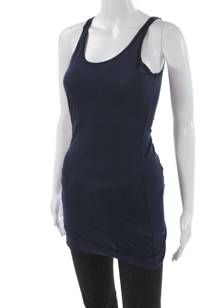 Zooey Women Blue Supima Cotton Scoop Neck Sleeveless Basic Tank Size L