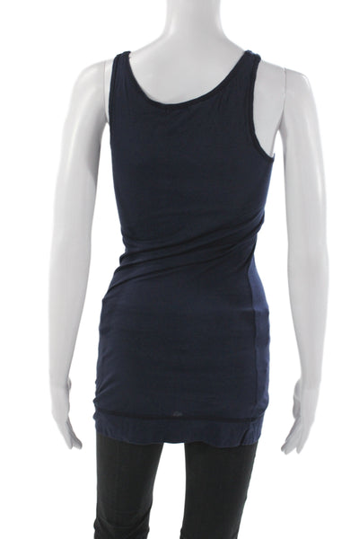 Zooey Women Blue Supima Cotton Scoop Neck Sleeveless Basic Tank Size L