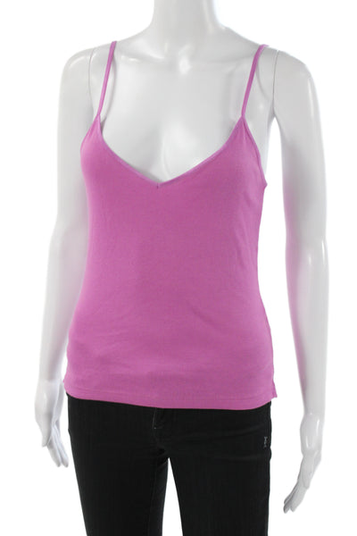 Jigsaw Womens V-Neck Cotton Camisole Pink Sleeveless Size S